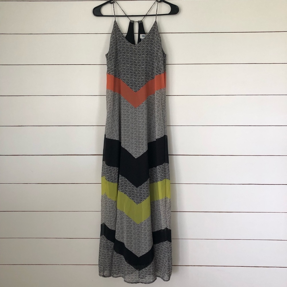 Old Navy black, gray, green, & orange Maxi dress